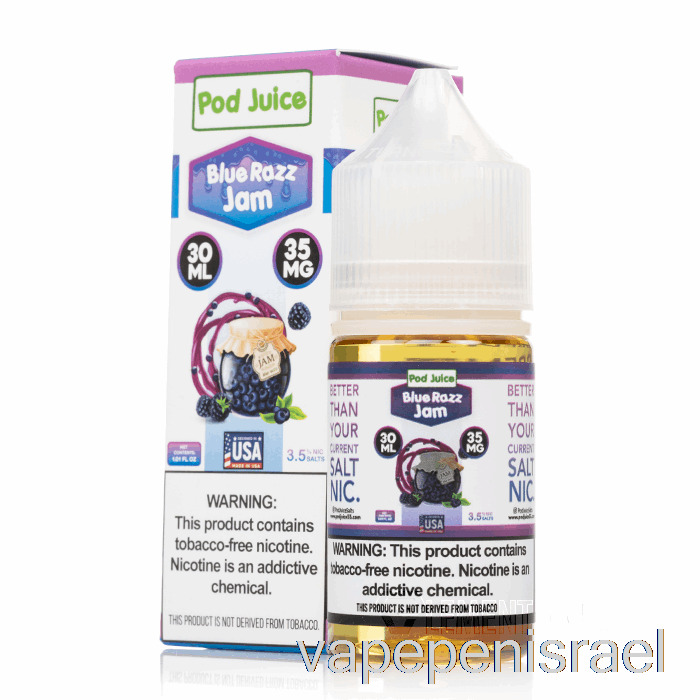 חד פעמי Vape Israel Blue Razz Jam - מיץ תרמילים - 30 מ"ל 20 מ"ג